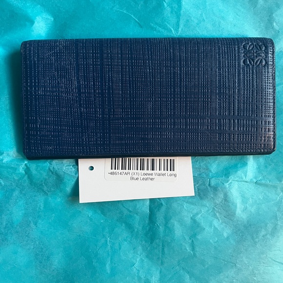Authentic LOEWE Long Horizontal Navy Blue Leather Wallet - PreLoved - Picture 1 of 11